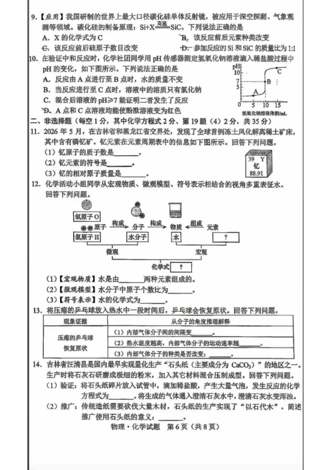 2026年吉林中考化学真题-第2张图片-四季读书网