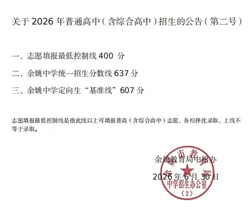 最新!宁波多地中考录取分数线公布-第7张图片-四季读书网 最新!宁波多地中考录取分数线公布-第7张图片-四季读书网