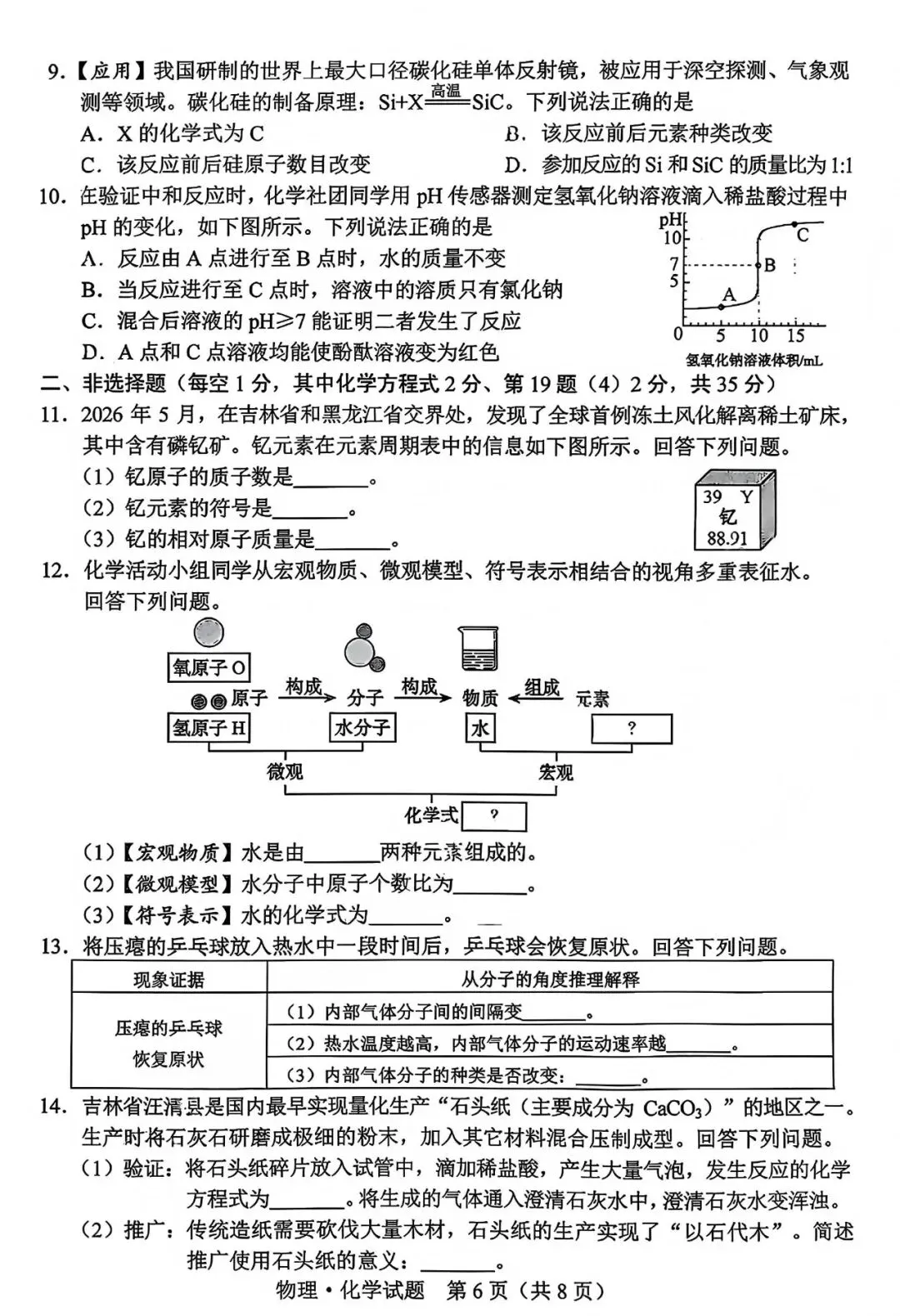 中考真题原卷:吉林省2026年中考数学、化学、道德与法治、历史试题(无答案)-第5张图片-四季读书网