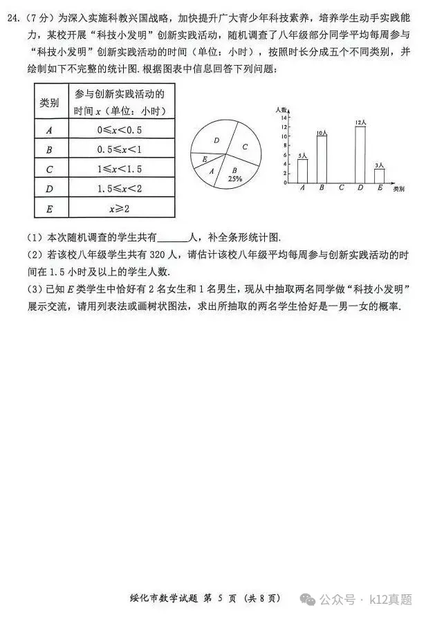 中考真题原卷:绥化市2026年中考全9学科试题(有答案)-第23张图片-四季读书网
