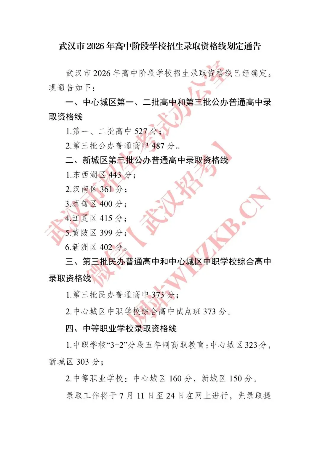 2026武汉中考分数线公布!-第1张图片-四季读书网