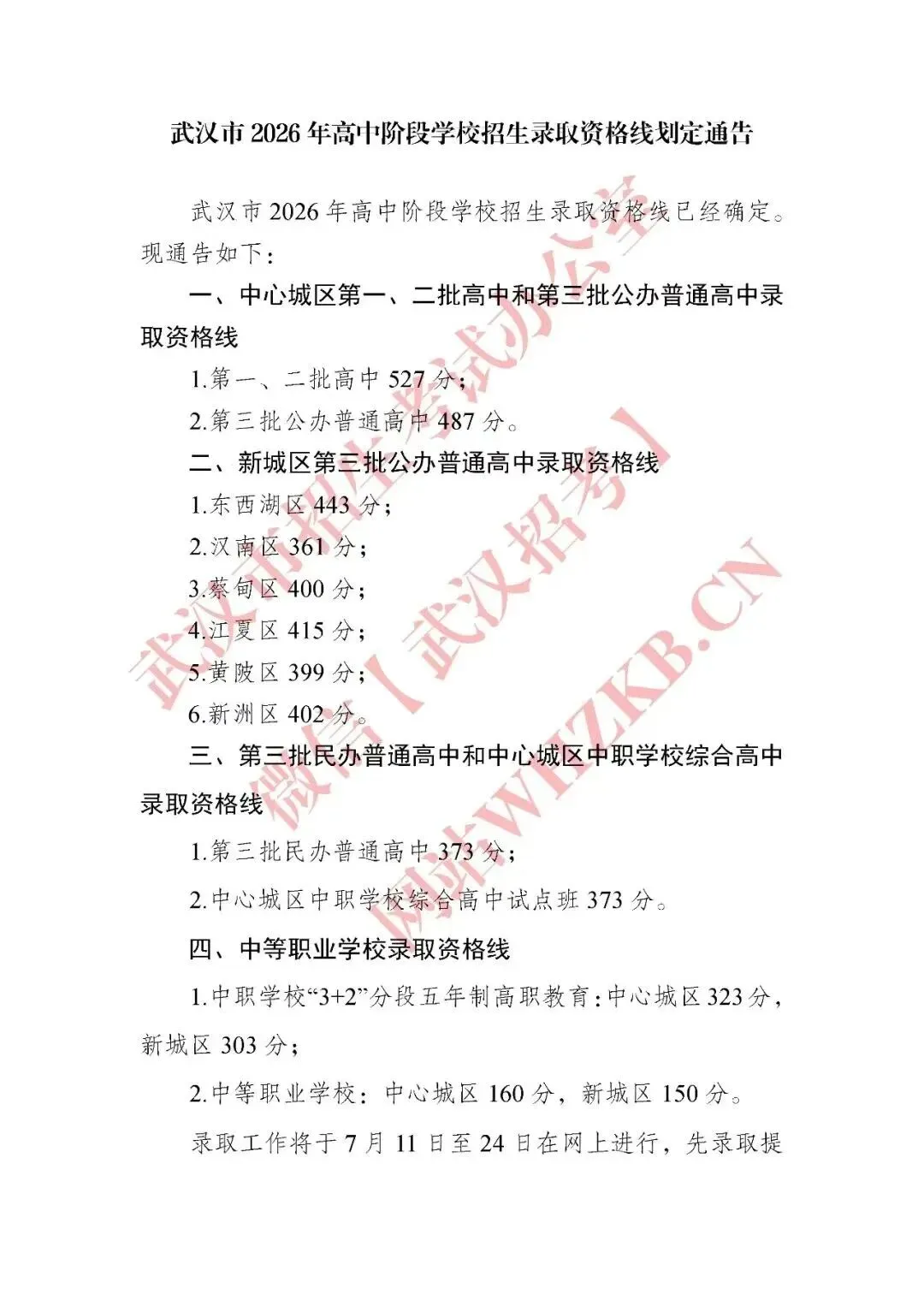 重磅!2026武汉中考分数划线出炉!-第1张图片-四季读书网
