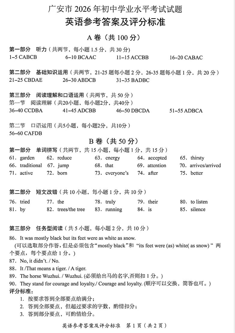全科!2026年广安市中考【全9科】真题试卷和标准答案可下载电子版-第9张图片-四季读书网 全科!2026年广安市中考【全9科】真题试卷和标准答案可下载电子版-第9张图片-四季读书网