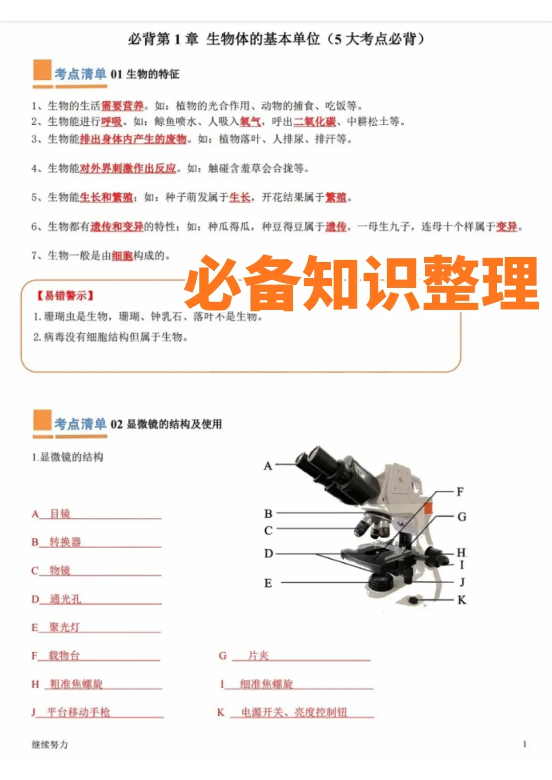 上海七上生物核心考点清单+真题训练——暑假预习必备-第2张图片-四季读书网 上海七上生物核心考点清单+真题训练——暑假预习必备-第2张图片-四季读书网