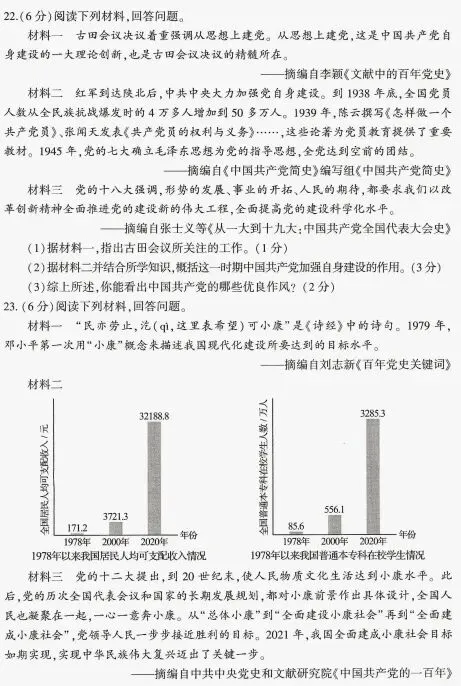河南省历史中考试题及答案2026.6重视考传统文化-第5张图片-四季读书网