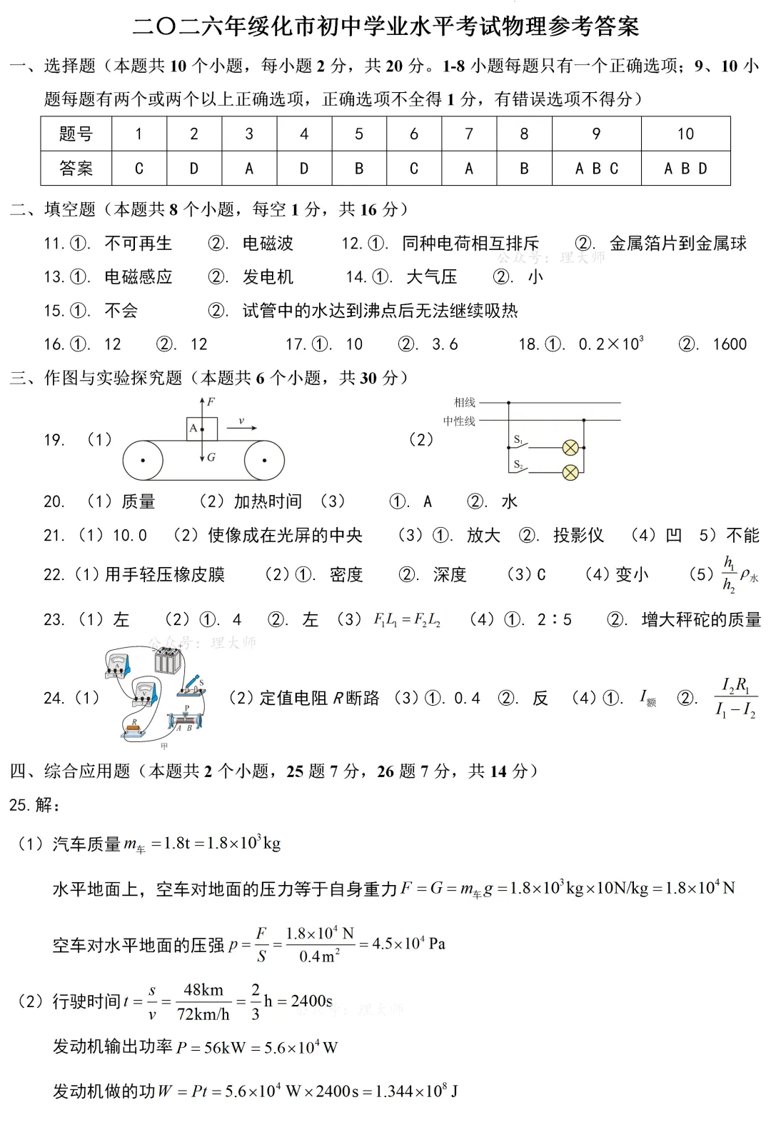 中考真题 | 黑龙江省绥化市2026年初中学业水平考试物理试题-第8张图片-四季读书网 中考真题 | 黑龙江省绥化市2026年初中学业水平考试物理试题-第8张图片-四季读书网