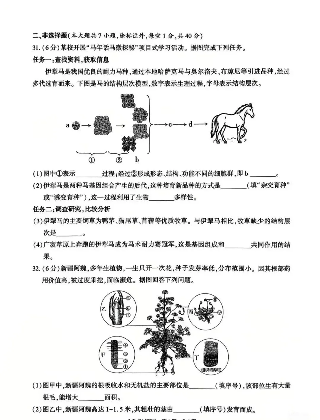2026新疆维吾尔自治区“中考”生物真题与答案-第5张图片-四季读书网