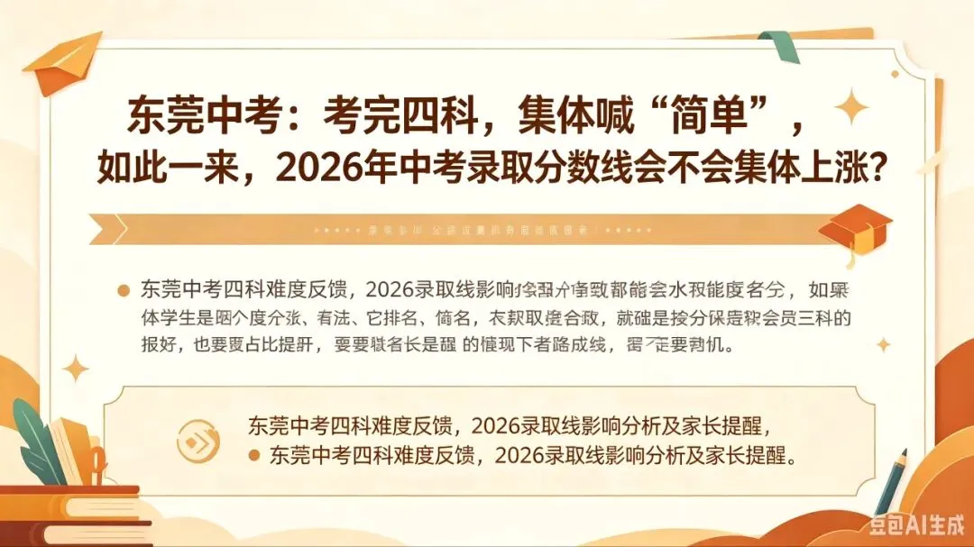 东莞中考:考完四科,好多娃喊:简单,分数线会上涨吗?-第1张图片-四季读书网
