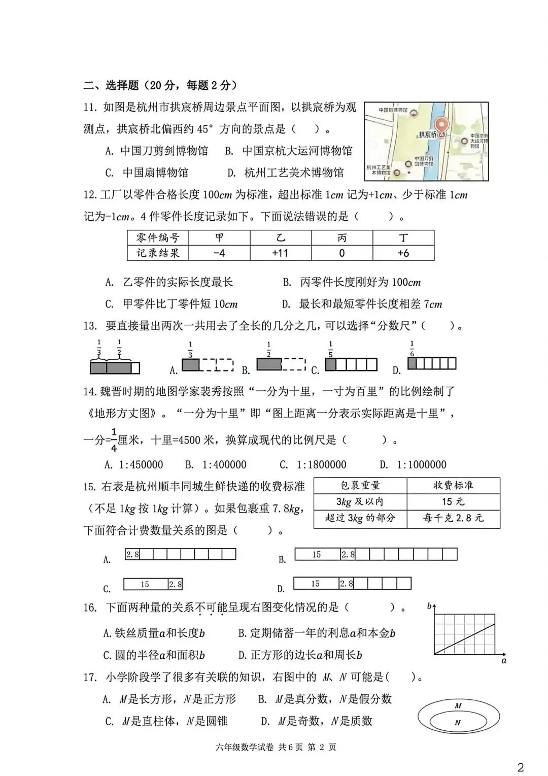 2026.6杭州各区小学期末数学真题试卷-第6张图片-四季读书网