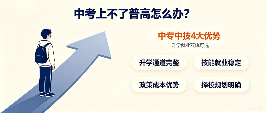 中考上不了普高怎么办?中专中技 4 大优势,升学就业双轨可选!-第1张图片-四季读书网