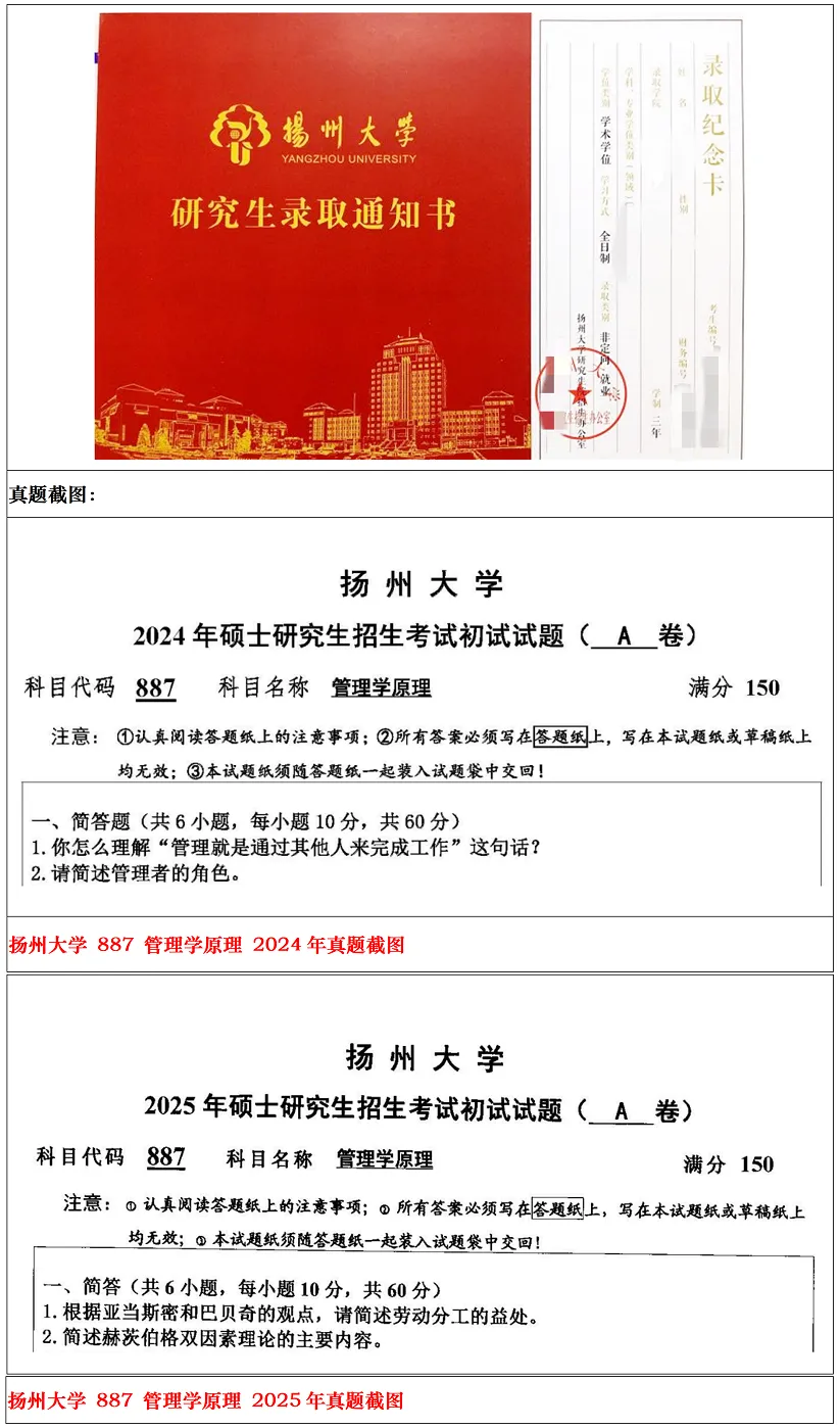 扬州大学2027考研真题资料 | 扬州大学管理科学与工程考研887管理学原理答案笔记题库|持续更新中……-第22张图片-四季读书网