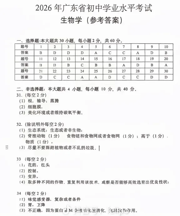 2026年广东省全省统一中考,数学真题答案,PDF版-第7张图片-四季读书网