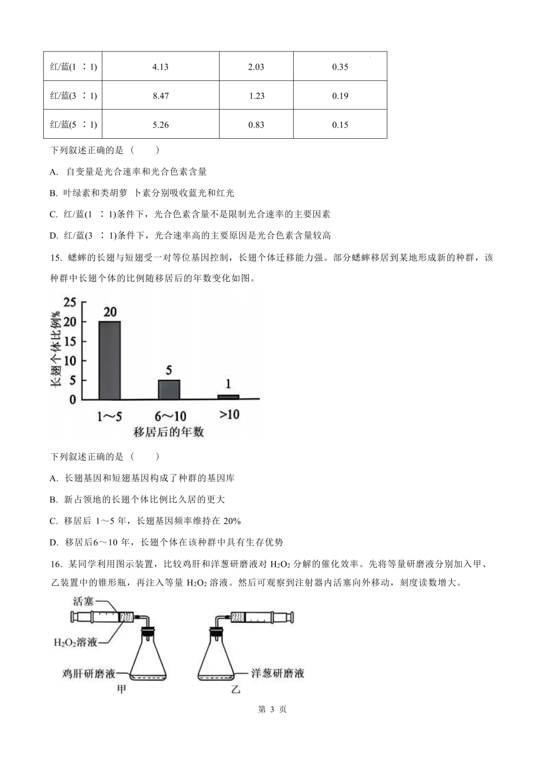 【2025年7月】浙江学考真题(6科全) 生物试题示例-第5张图片-四季读书网