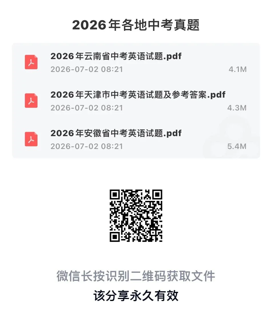 2026年各地中考真题(下载版)-第1张图片-四季读书网