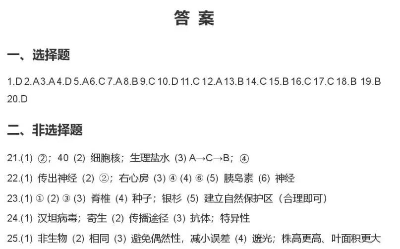 中考试卷:2026年吉林省初中学业水平考试生物学试卷+参考答案-第9张图片-四季读书网