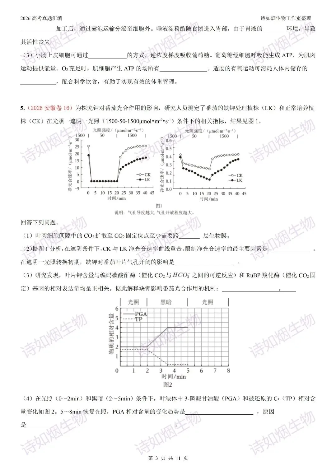 2026高考生物真题汇编----必修一非选择题部分(上)-第3张图片-四季读书网