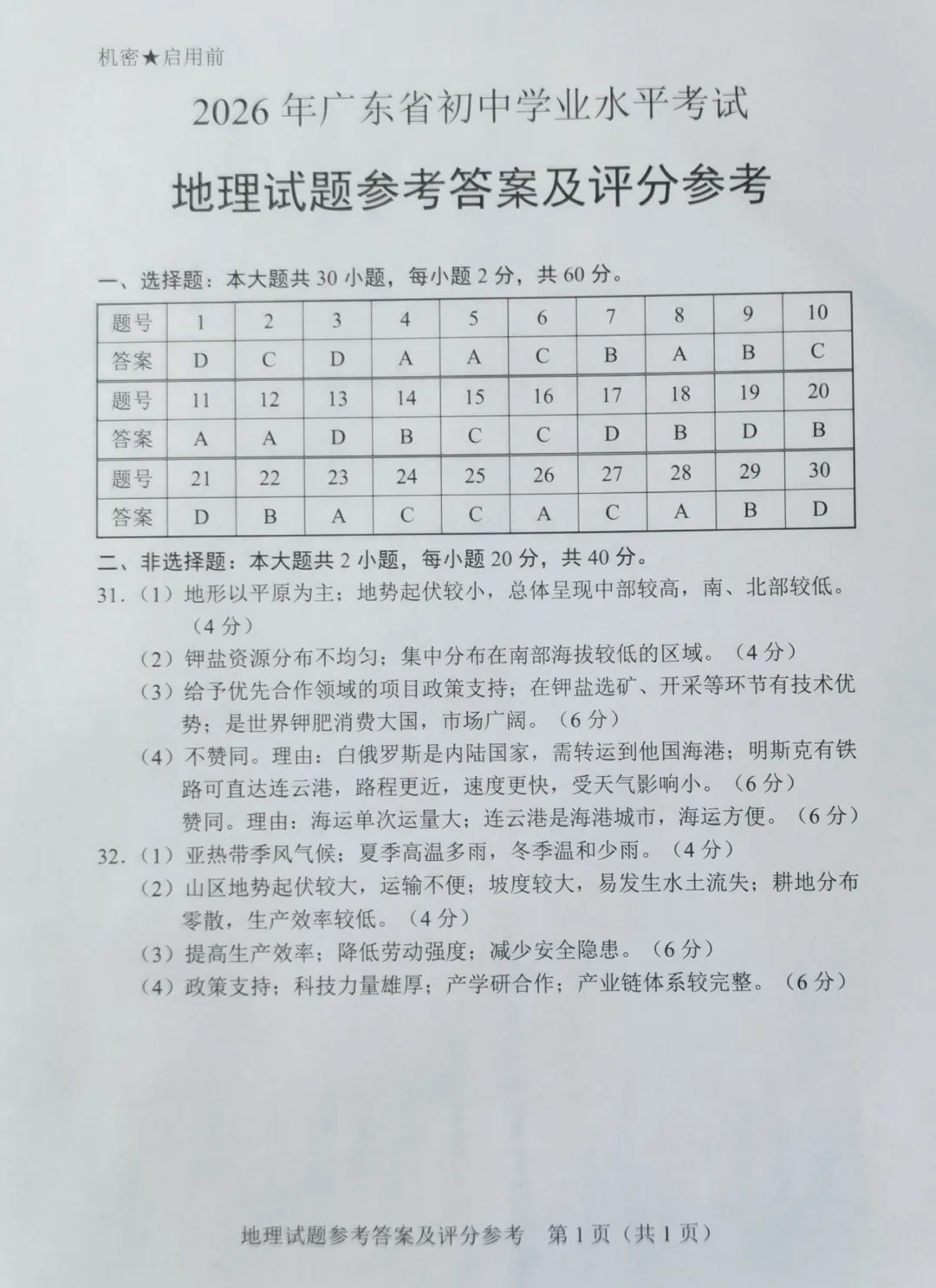 2026广东中考地理试卷(含参考答案及评分参考)-第9张图片-四季读书网