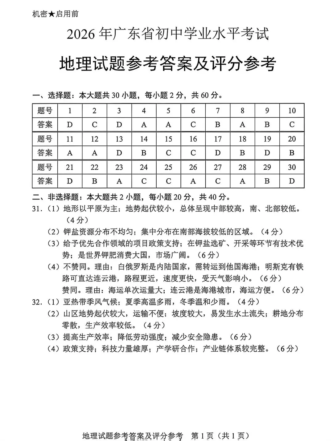 2026真题‖2026年广东省初中学业水平考试地理-第9张图片-四季读书网