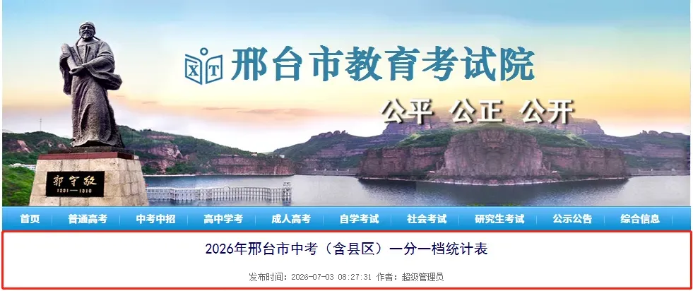 2026年邢台市中考(含县区)一分一档统计表-第2张图片-四季读书网