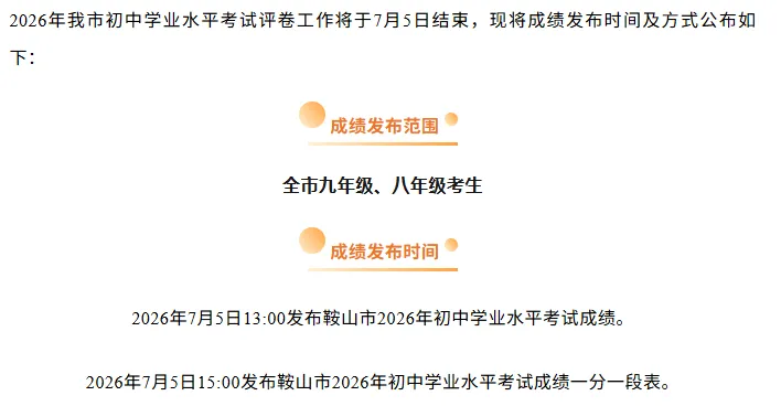 2026辽宁5所城市发布中考成绩查询时间及方式!-第6张图片-四季读书网
