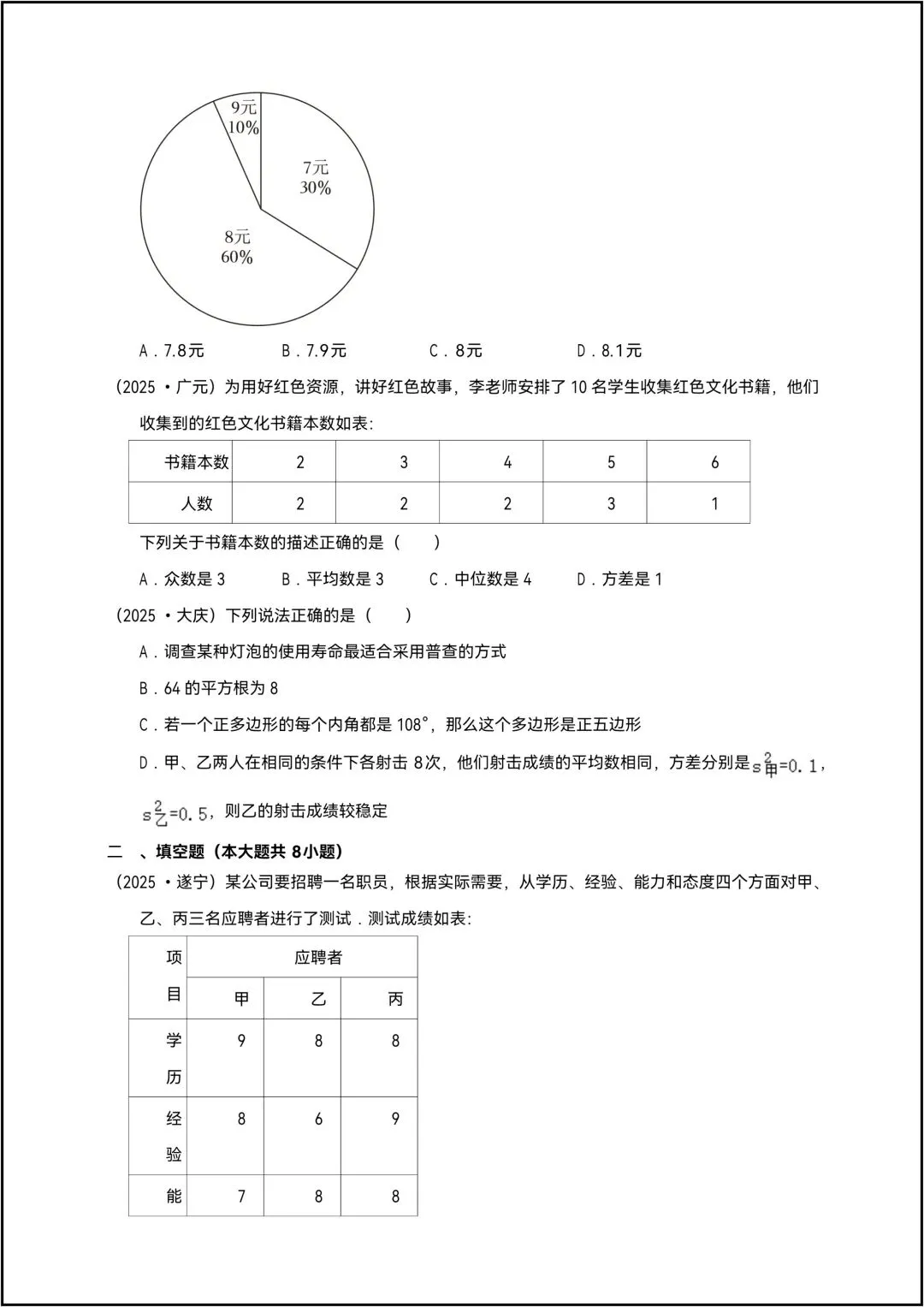 中考数学专项——真题汇编21 数据的分析 共20页(含答案)-第6张图片-四季读书网 中考数学专项——真题汇编21 数据的分析 共20页(含答案)-第6张图片-四季读书网