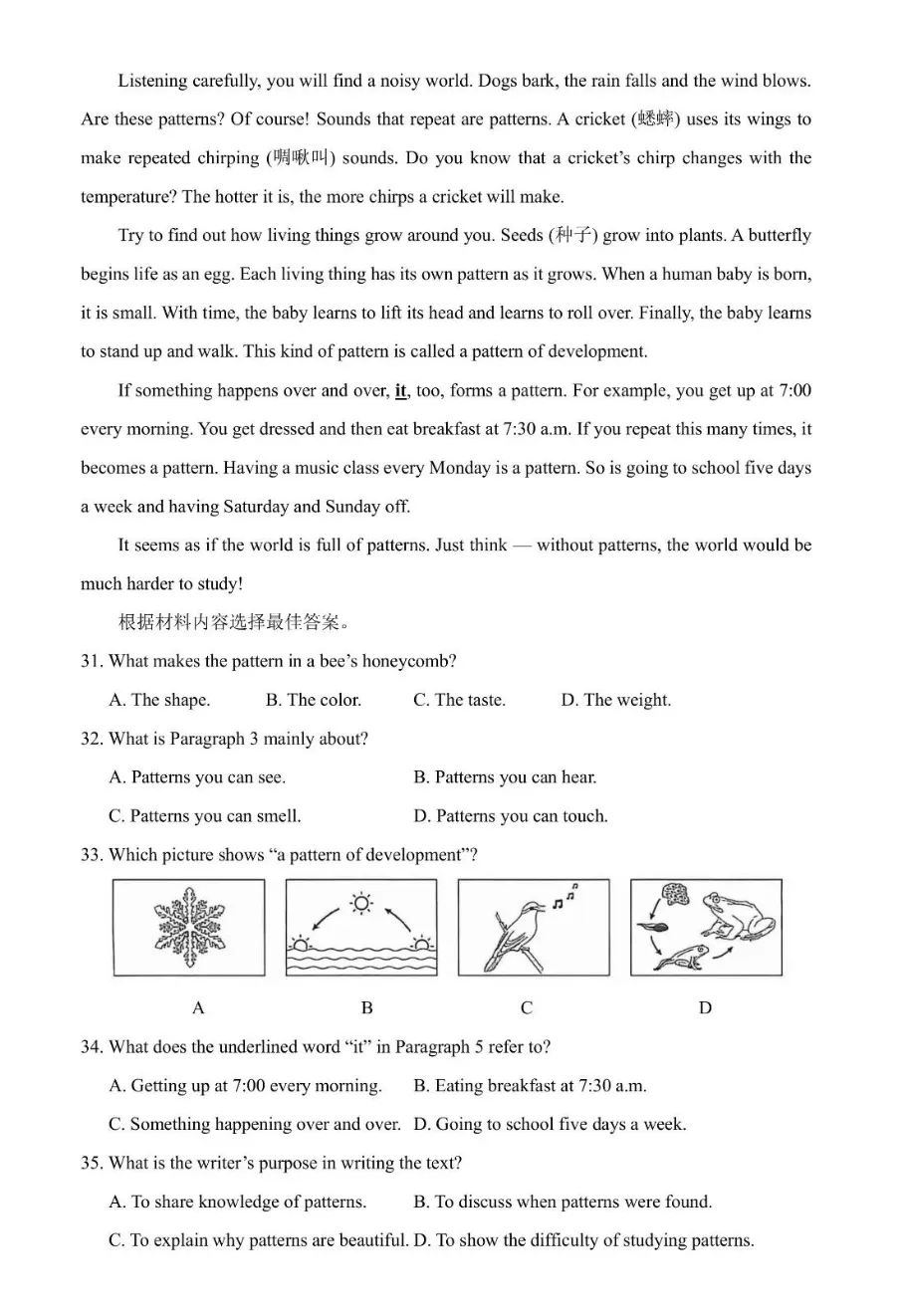 2026中考英语真题合集(附热门考点)-第17张图片-四季读书网