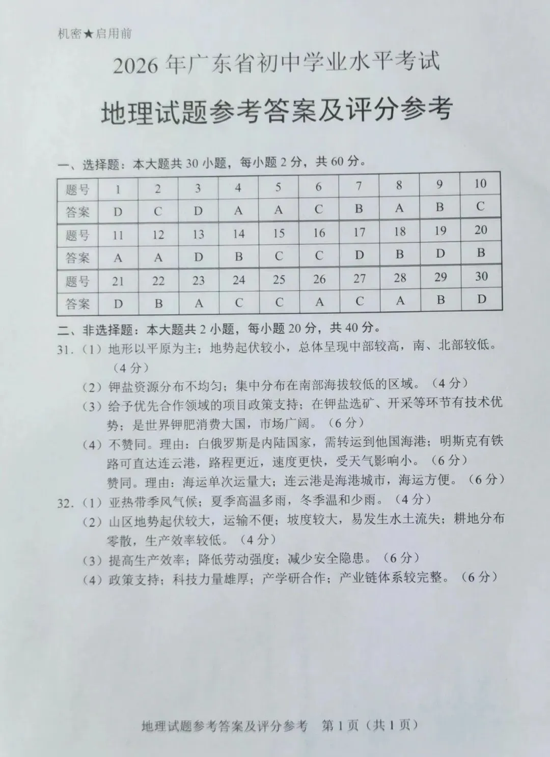 2026年广东地理中考真题(含答案)-第9张图片-四季读书网