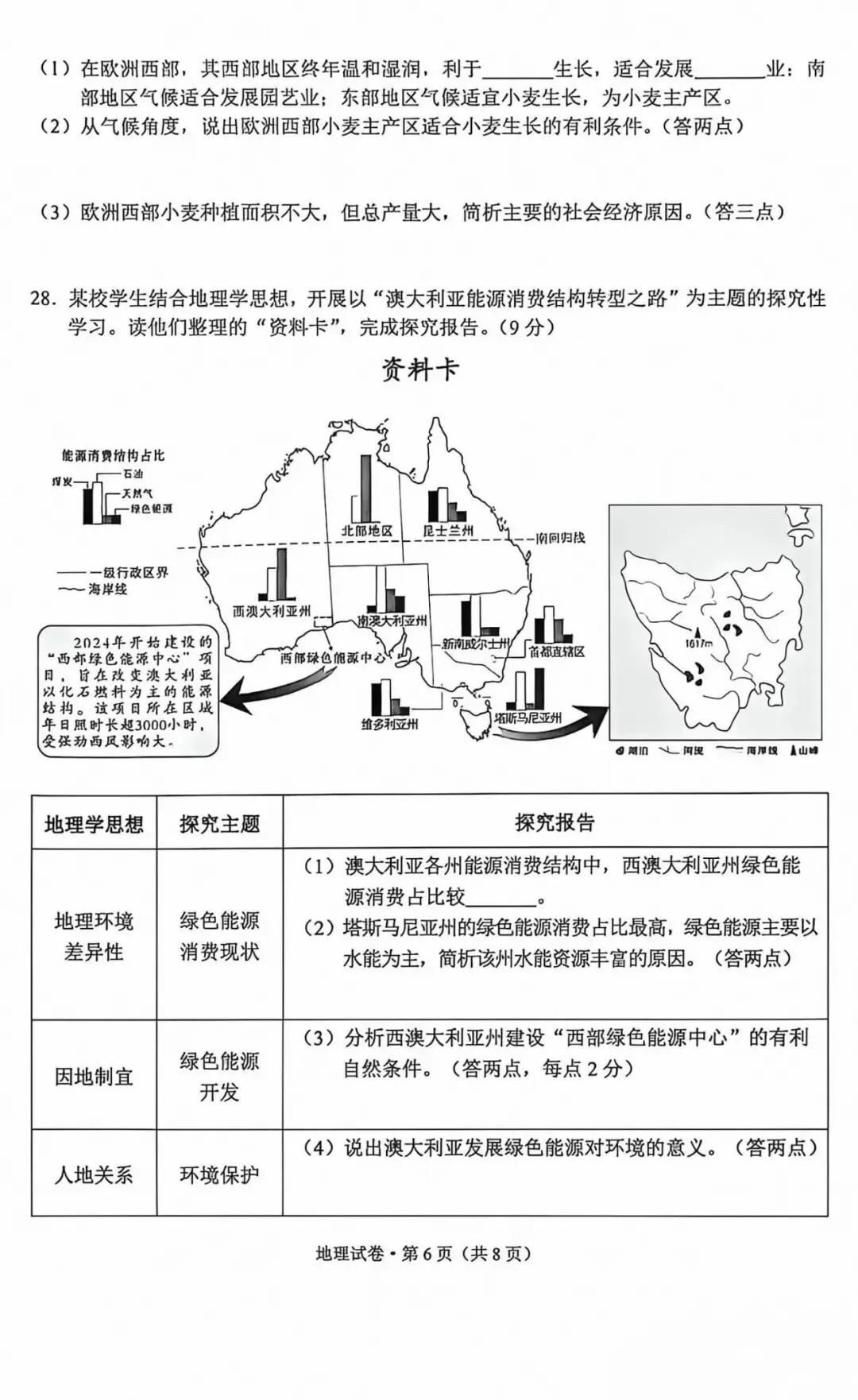 【中考真题39】2026年初中地理云南卷及解析-第6张图片-四季读书网