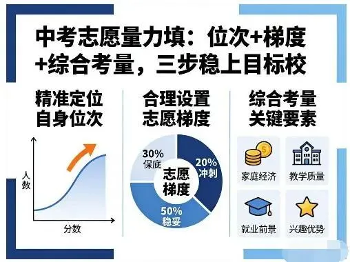中考志愿量力填:位次+梯度+综合考量,三步稳上目标校-第1张图片-四季读书网