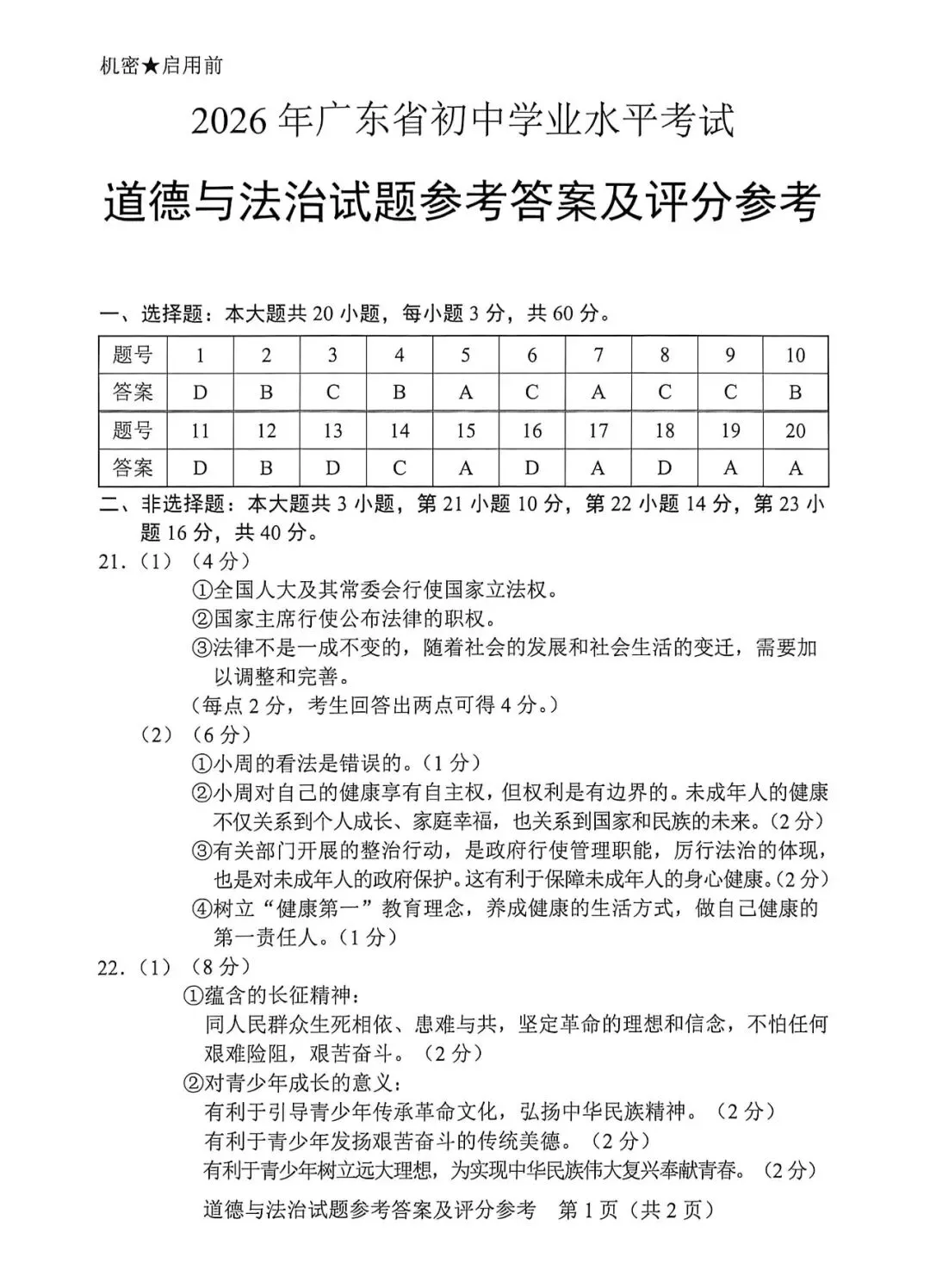2026年广东中考道法真题(图片版)-第8张图片-四季读书网