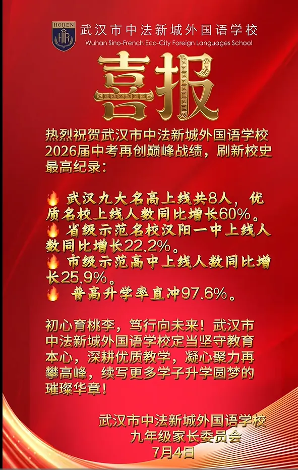 下周二报名启动!武汉50+初中2026中考喜报汇总-第22张图片-四季读书网