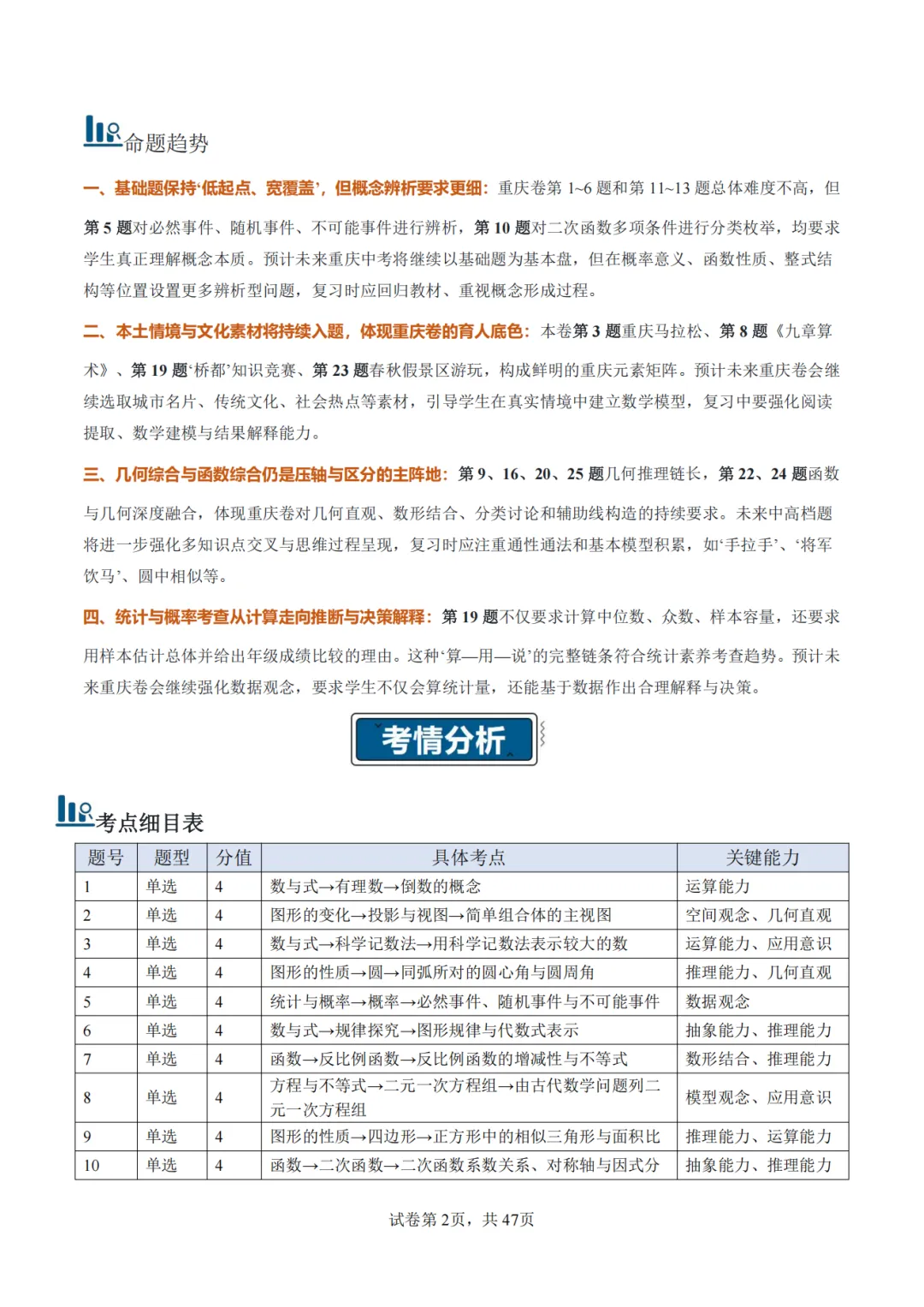 【2026中考数学】【真题解读】【重庆市】-第2张图片-四季读书网
