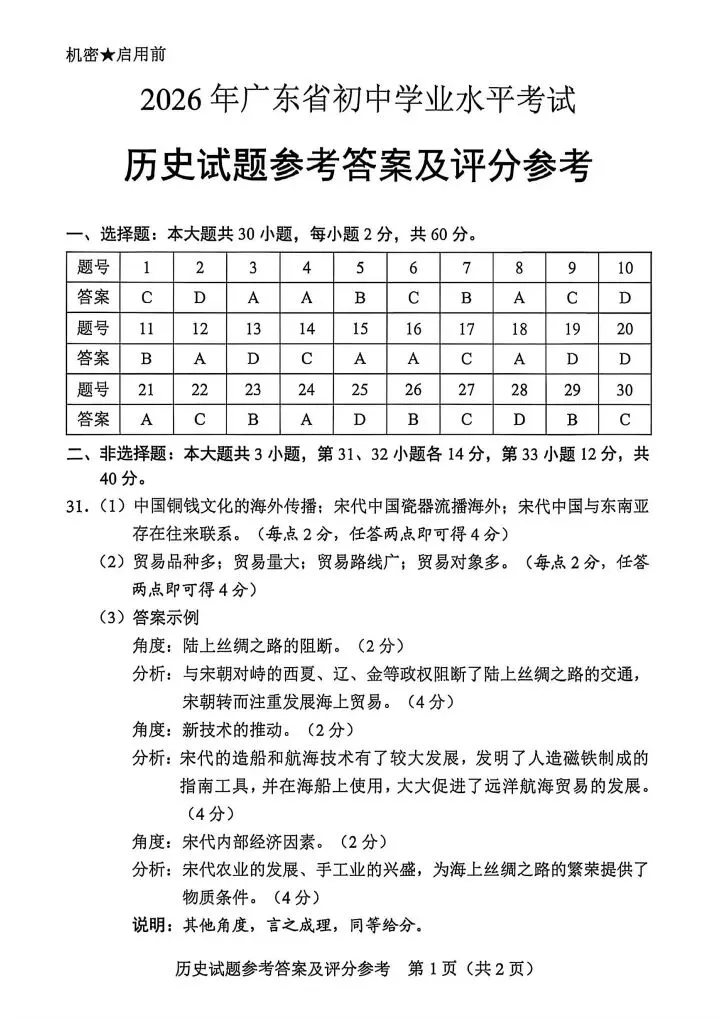 2026年广东省中考历史真题+参考答案.pdf-第9张图片-四季读书网