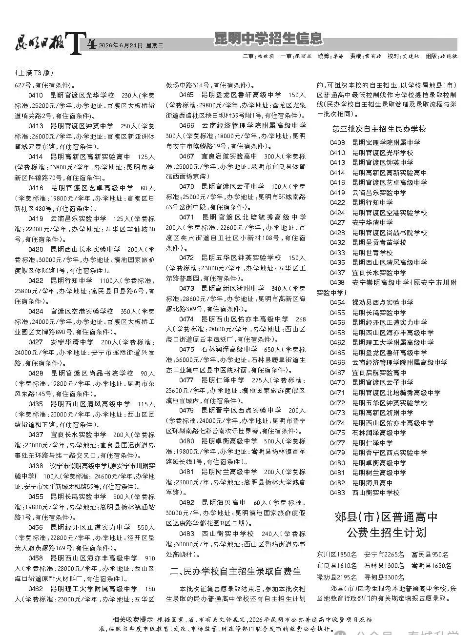 昆明2026年中考招生报第四期!-第4张图片-四季读书网