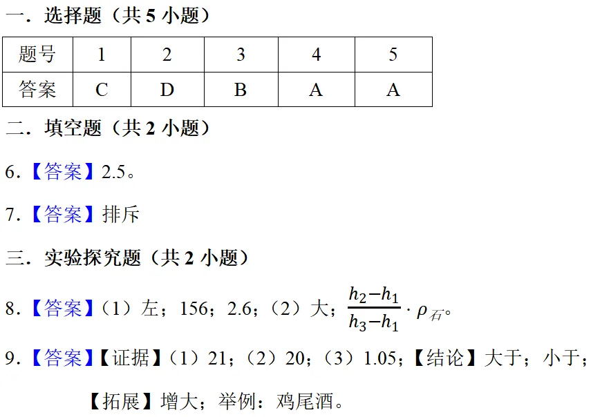 2026年中考物理试题精选天天练7.5(初二升初三)暑期物理自学-第9张图片-四季读书网 2026年中考物理试题精选天天练7.5(初二升初三)暑期物理自学-第9张图片-四季读书网