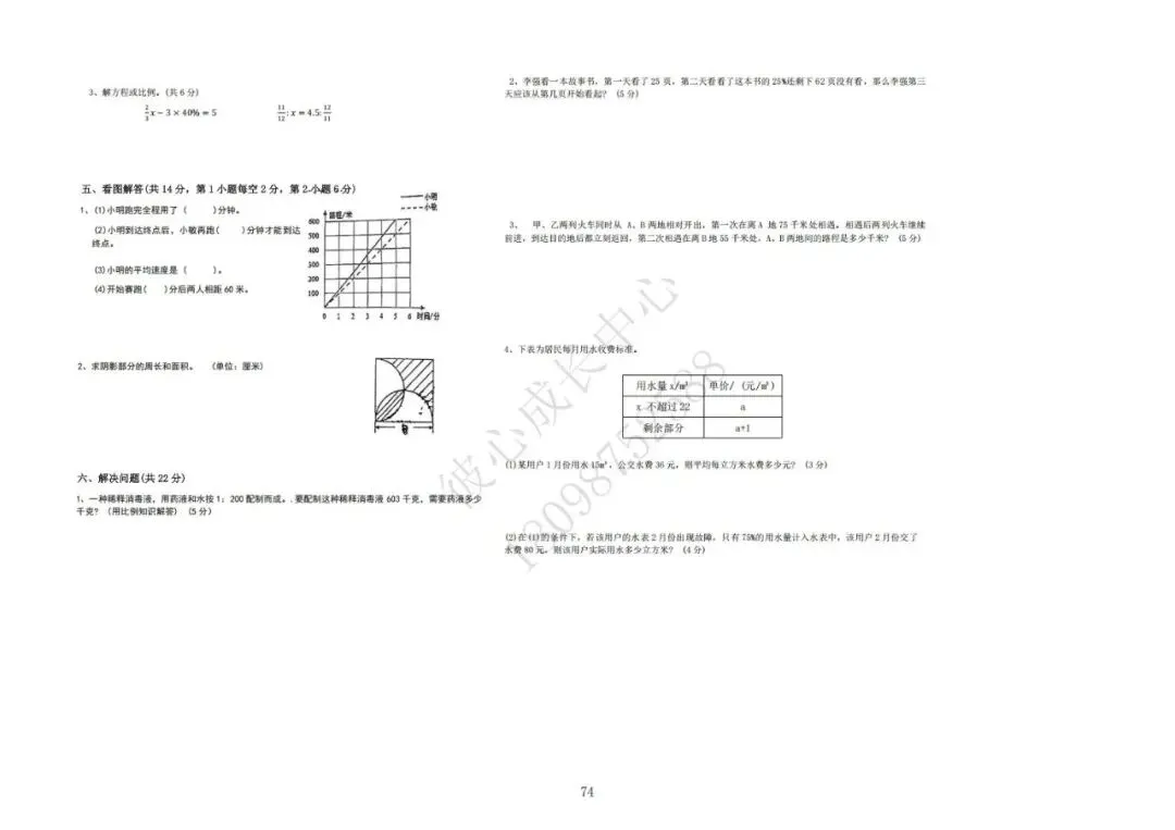 六安初中小升初往年真题卷(皋城、汇文、九中、裕安、轻工中学等)-第73张图片-四季读书网