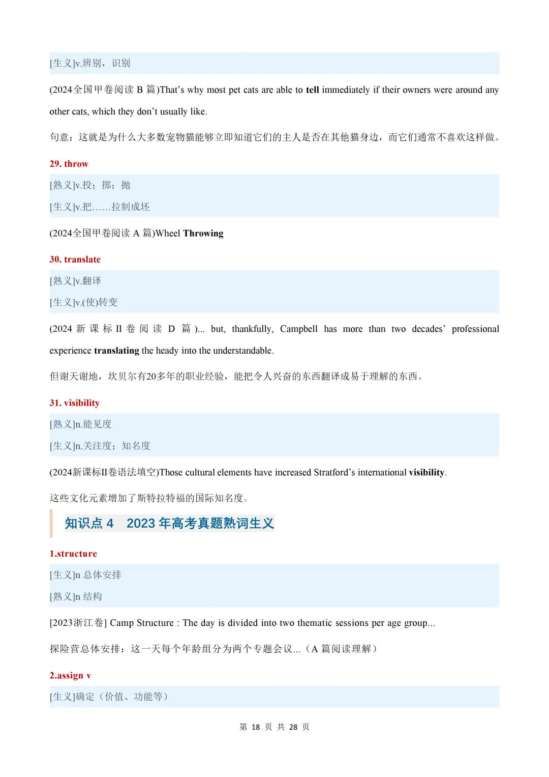 近五年(2026-2022)高考真题熟词生义汇总【默写版+背诵版】-第20张图片-四季读书网