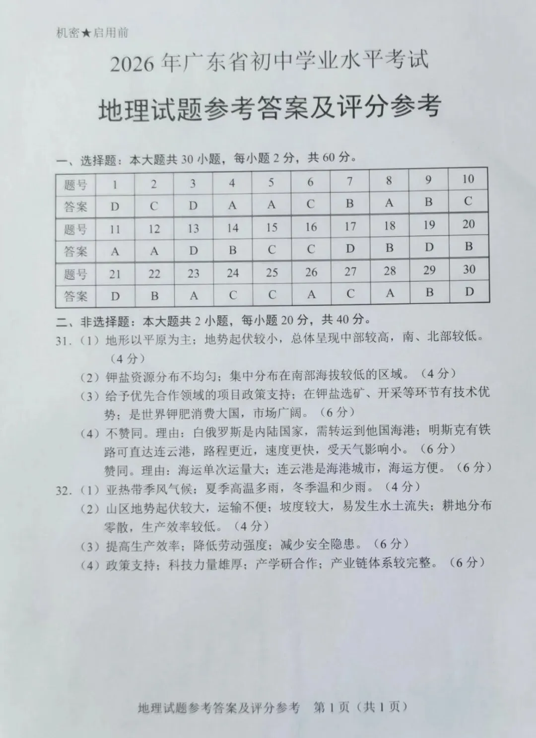 快来估分啦!2026年广东中考真题答案来了!-第3张图片-四季读书网