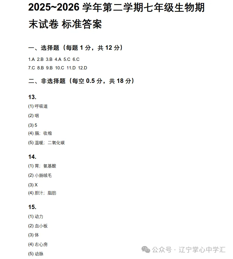 2026年7月抚顺新宾县七年期末试卷+答案-第71张图片-四季读书网