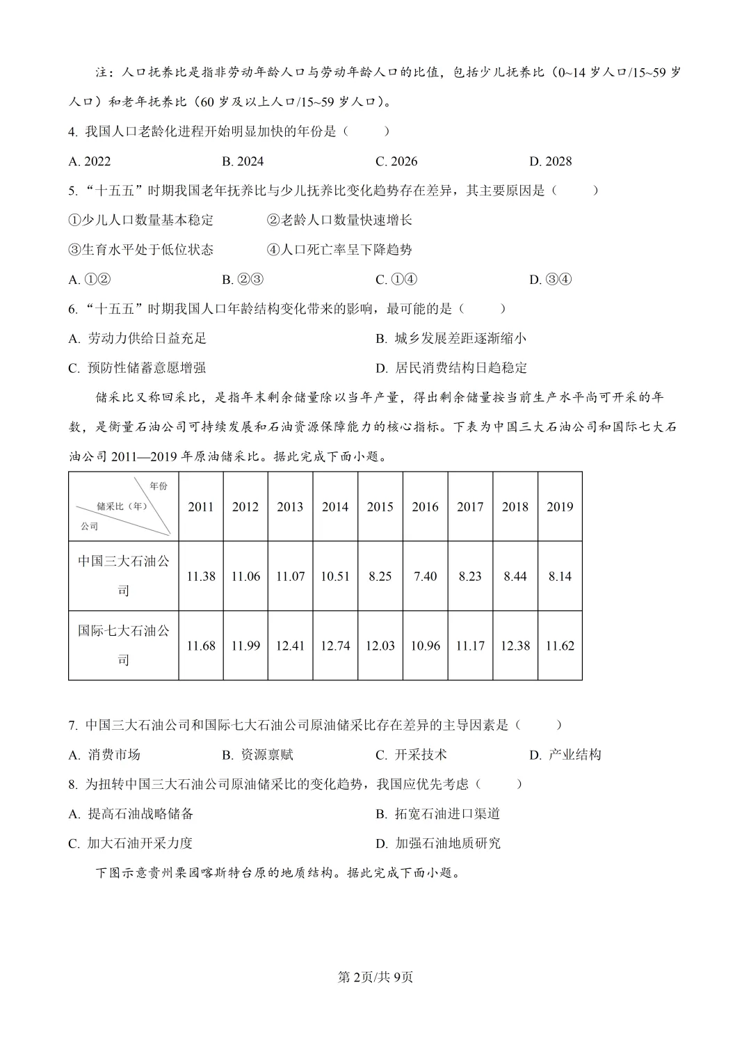 2026湖南高考地理真题与答案-第2张图片-四季读书网