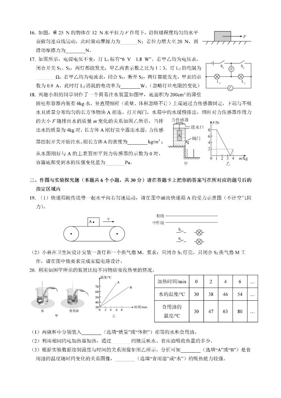 【学考真题】黑龙江省绥化市2026年初中学业水平考试物理试题+答案-第3张图片-四季读书网