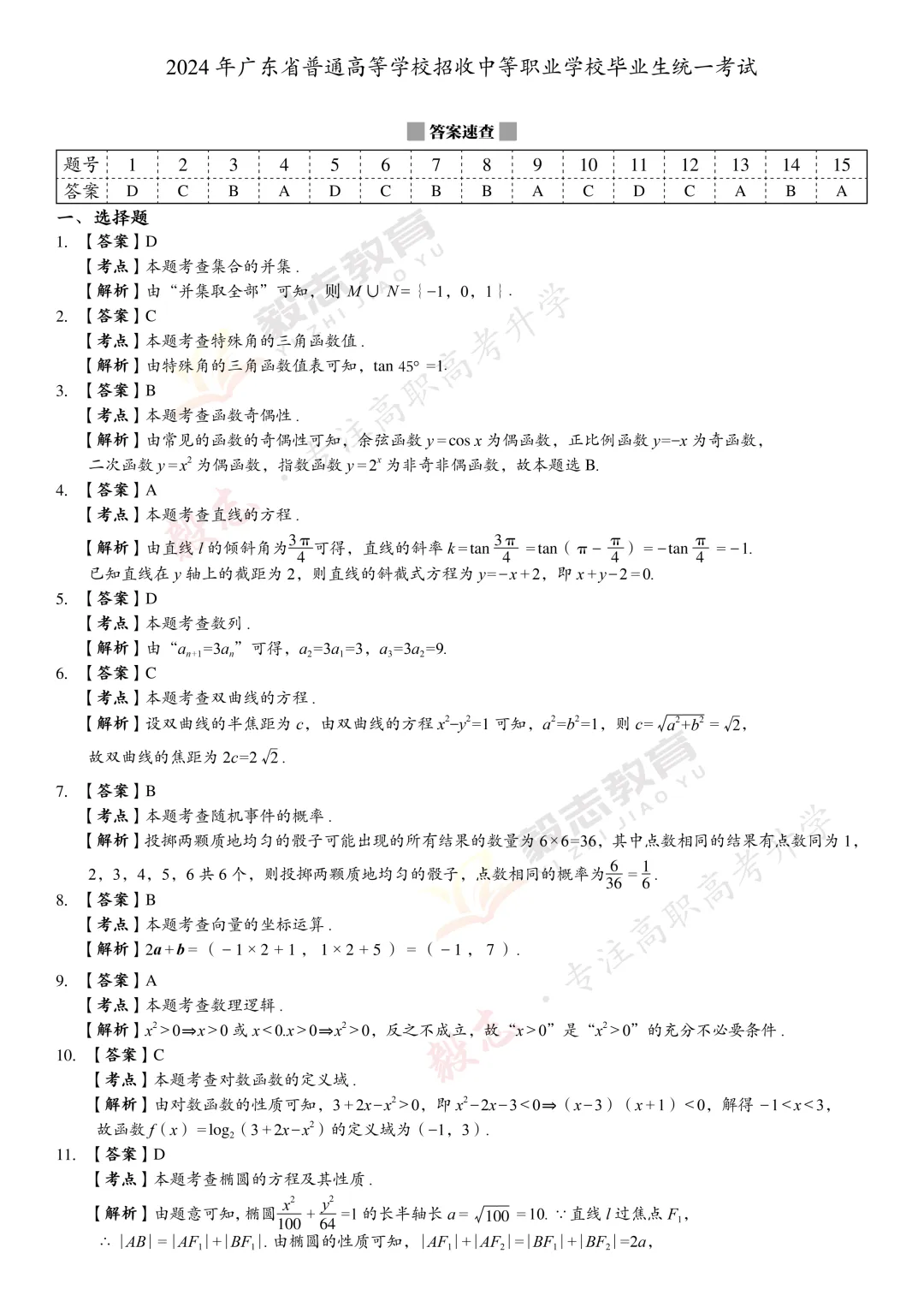 2024年高职高考真题,附加答案解析-第24张图片-四季读书网
