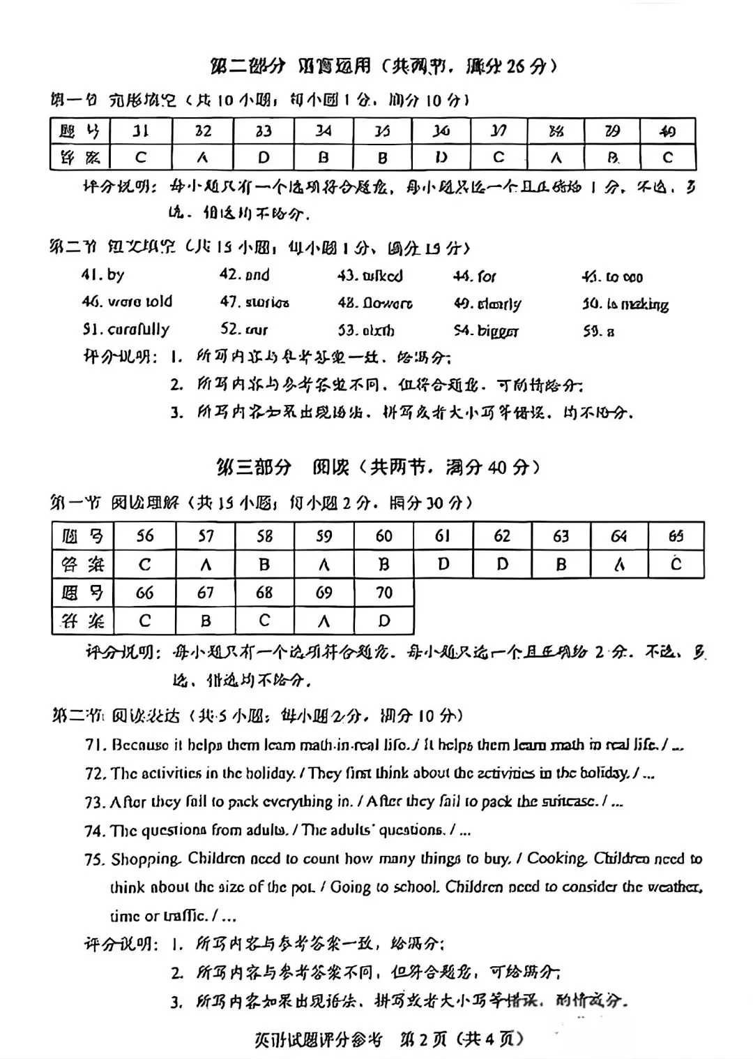 2026中考英语真题32:河北英语-第14张图片-四季读书网