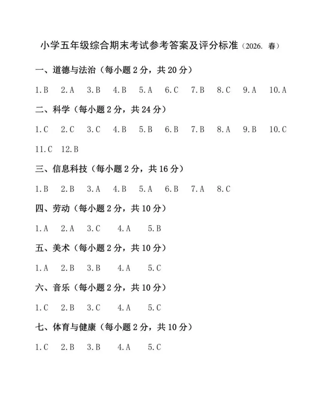 五年级下册综合科试卷-第5张图片-四季读书网