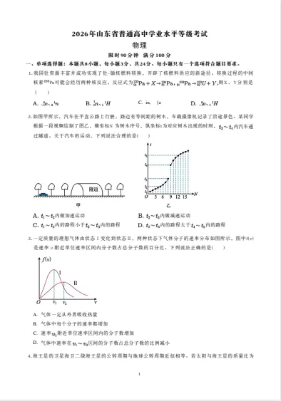 【26年山东省高考真题】2026年山东省高中学业水平等级性考试(全科目)和答案完整版(电子版PDF)-第2张图片-四季读书网 【26年山东省高考真题】2026年山东省高中学业水平等级性考试(全科目)和答案完整版(电子版PDF)-第2张图片-四季读书网