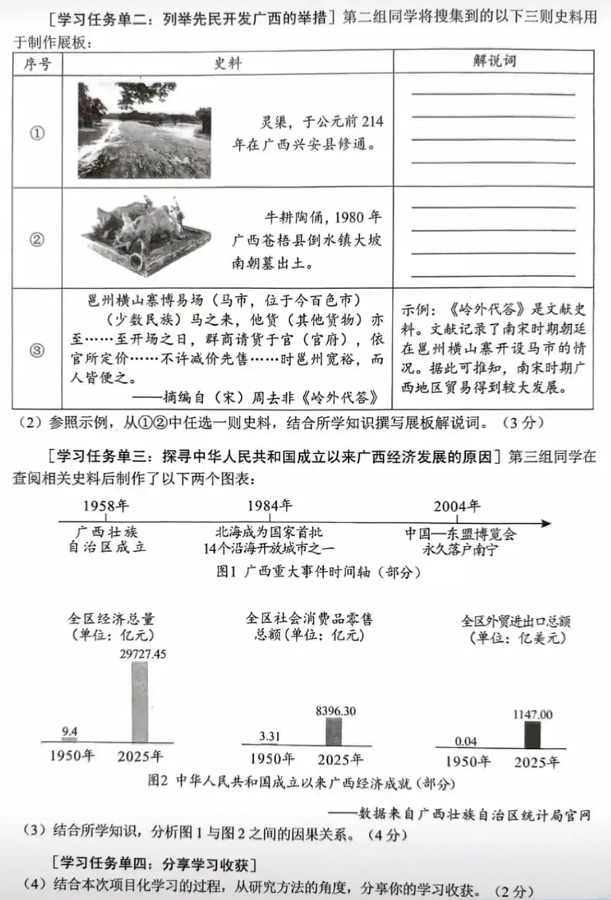 广西壮族自治区历史中考试题及答案2026.6-第4张图片-四季读书网