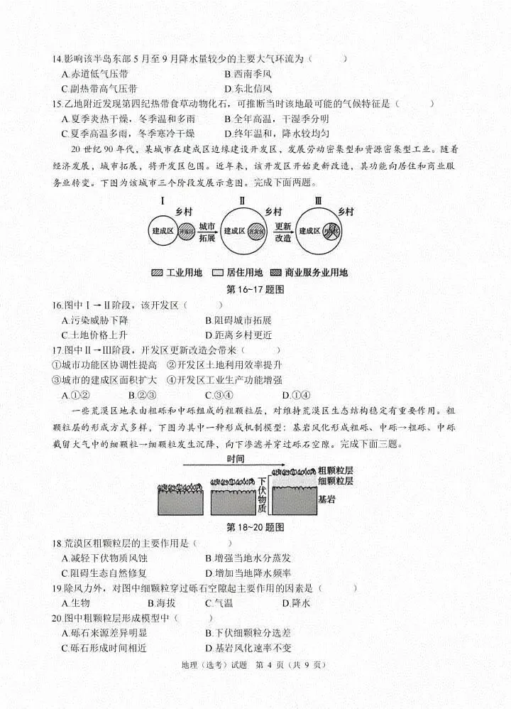 【地理热点|真题】2026年6月浙江省高考地理真题及答案-第5张图片-四季读书网 【地理热点|真题】2026年6月浙江省高考地理真题及答案-第5张图片-四季读书网