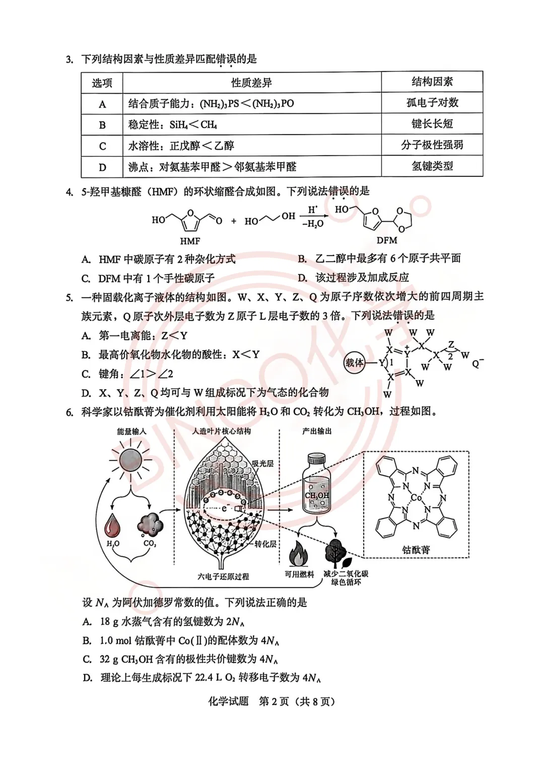 【厦门质检空白卷】26年7月高二化学试卷分享-第2张图片-四季读书网