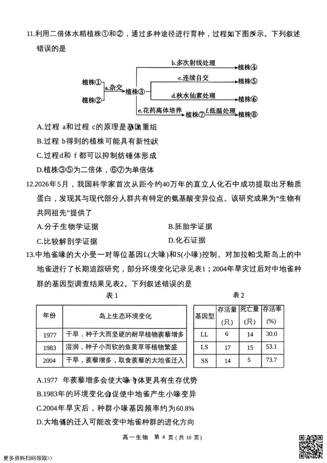 2026北京东城高一(下)期末生物试卷(含答案)-第4张图片-四季读书网 2026北京东城高一(下)期末生物试卷(含答案)-第4张图片-四季读书网