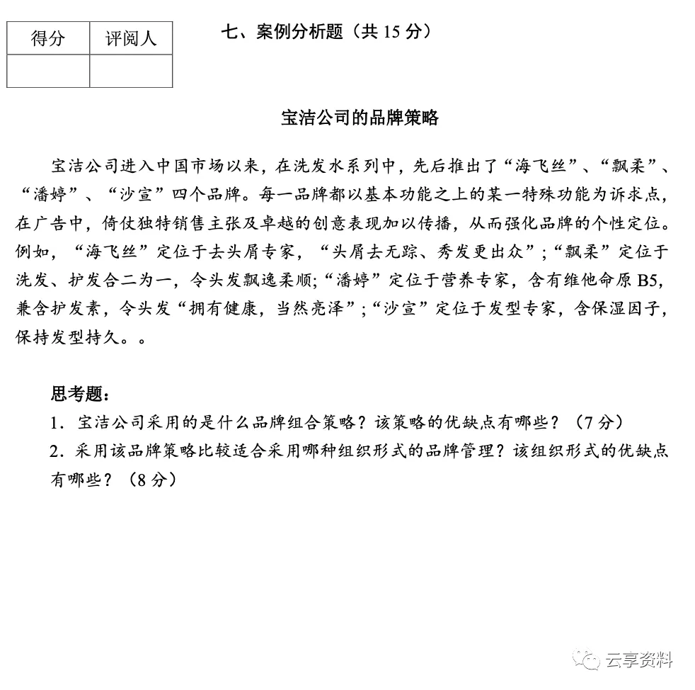 市场营销学往年期末试卷(题库)-第7张图片-四季读书网